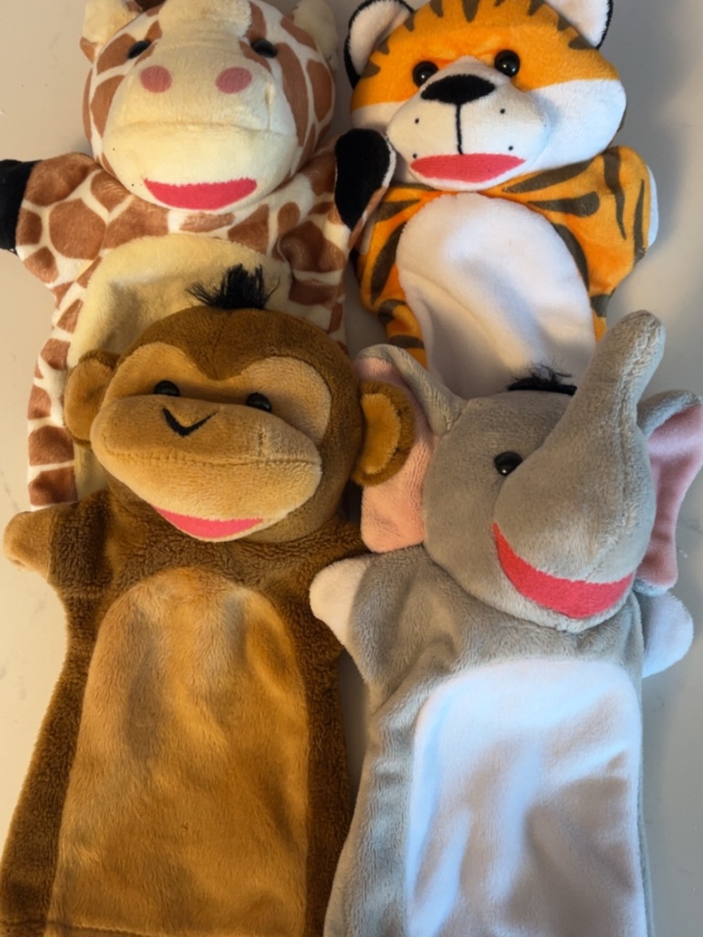Melissa & Doug Plush Animal Hand Puppets - Brown, Gray, Orange, White